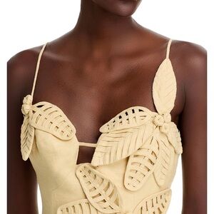 Farm Rio 3D Floral Leaf Appliqué Dress